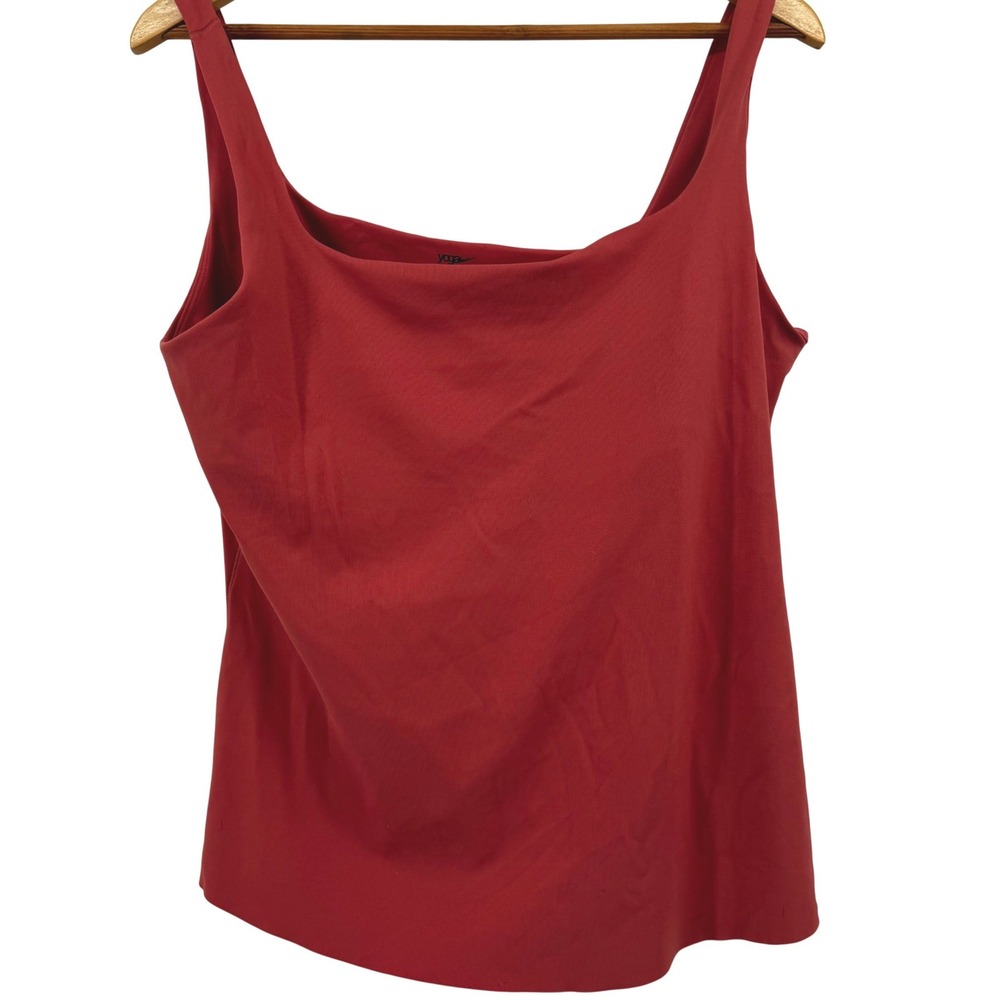 Nike Yoga Dri-FIT Tank Top Peach Coral Square Neck Shelf Bra XL Women Activewear - Picture 1 of 9